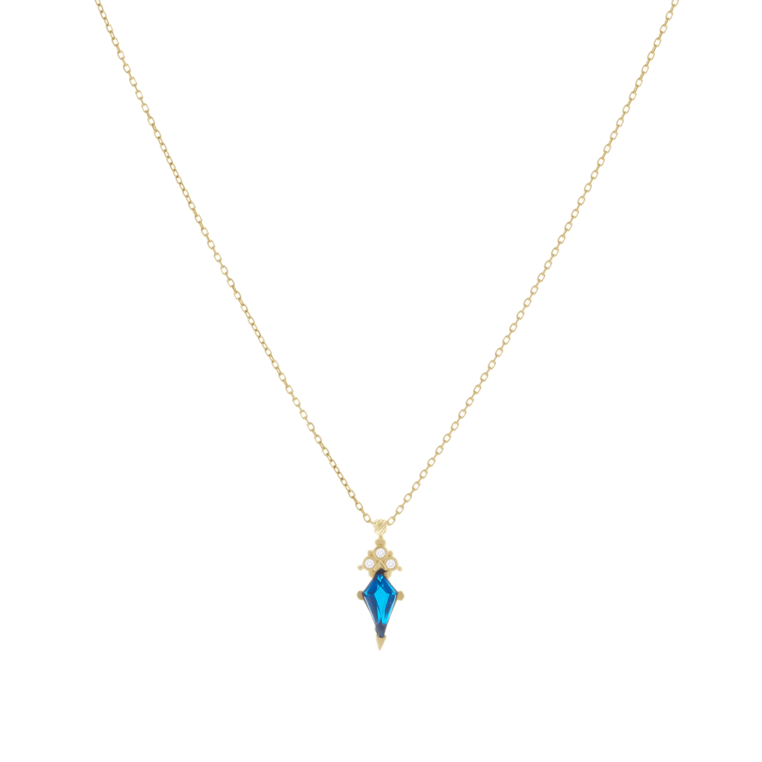 Mavi Taşlı 14 Ayar Altın Kolye