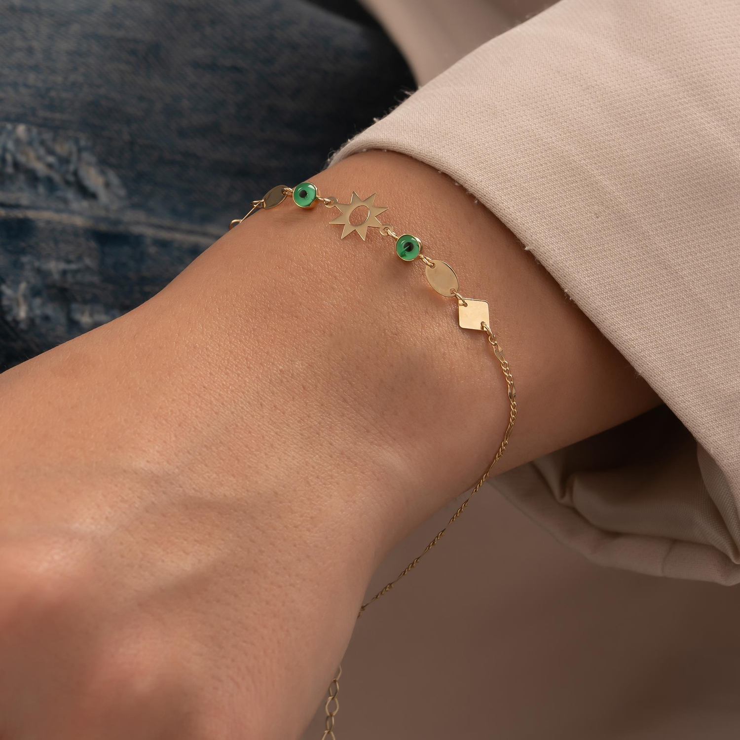 Nazar Boncuklu 14 Ayar Altın Bileklik