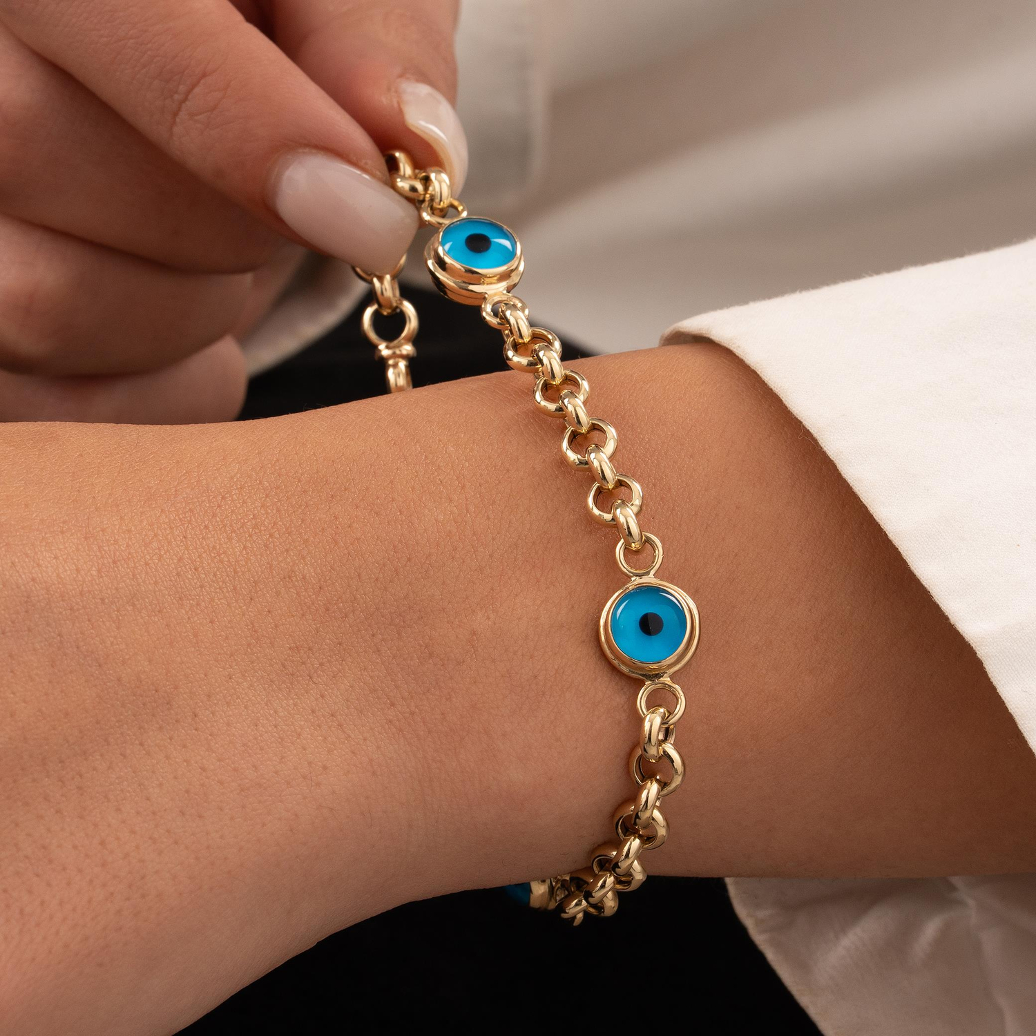 Nazar Boncuklu 14 Ayar Altın Bileklik