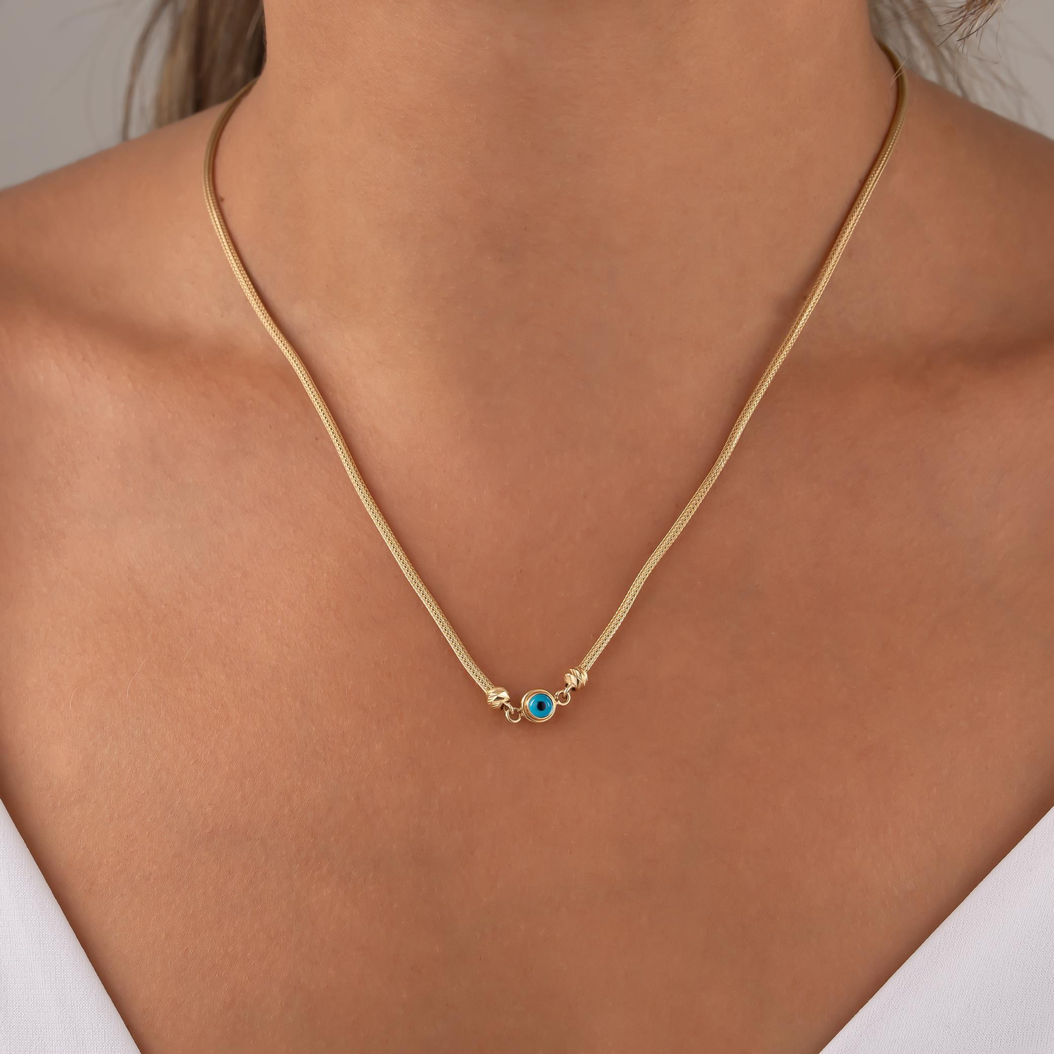 Nazar Boncuklu 14 Ayar Altın Kolye