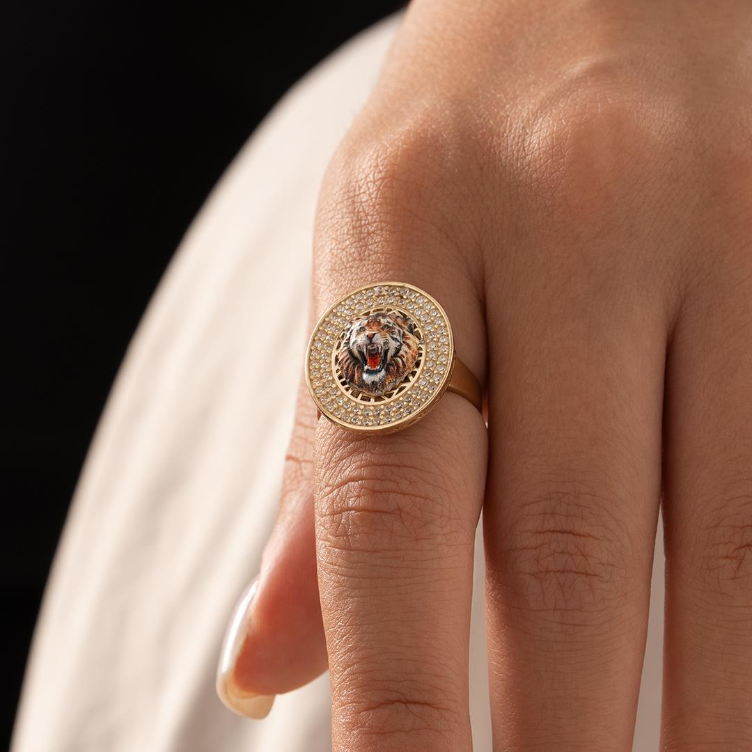 Özel Tasarım Aslan Figürlü Altın Yüzük