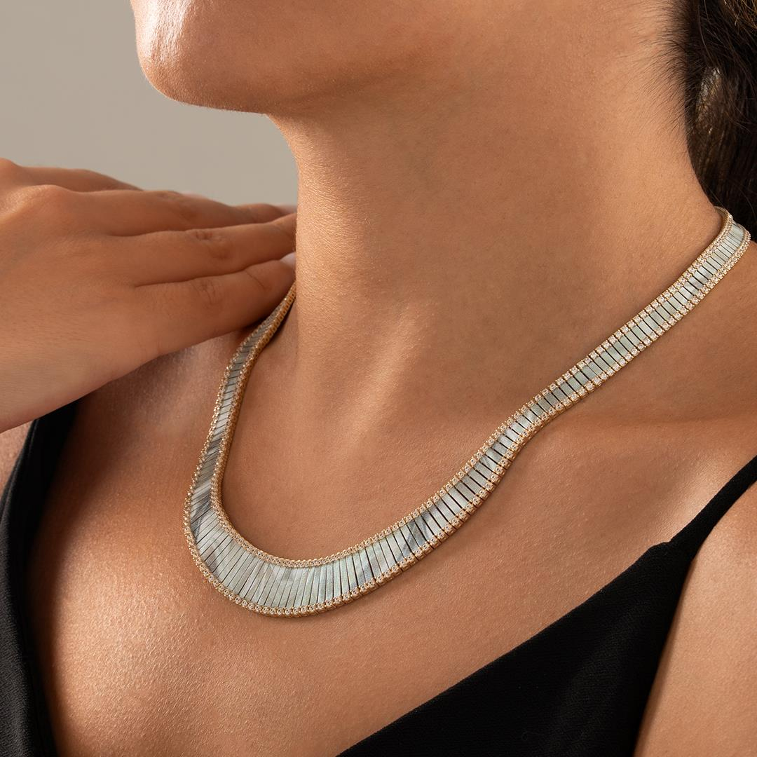 Özel Tasarım Mavi Mineli Altın Kolye