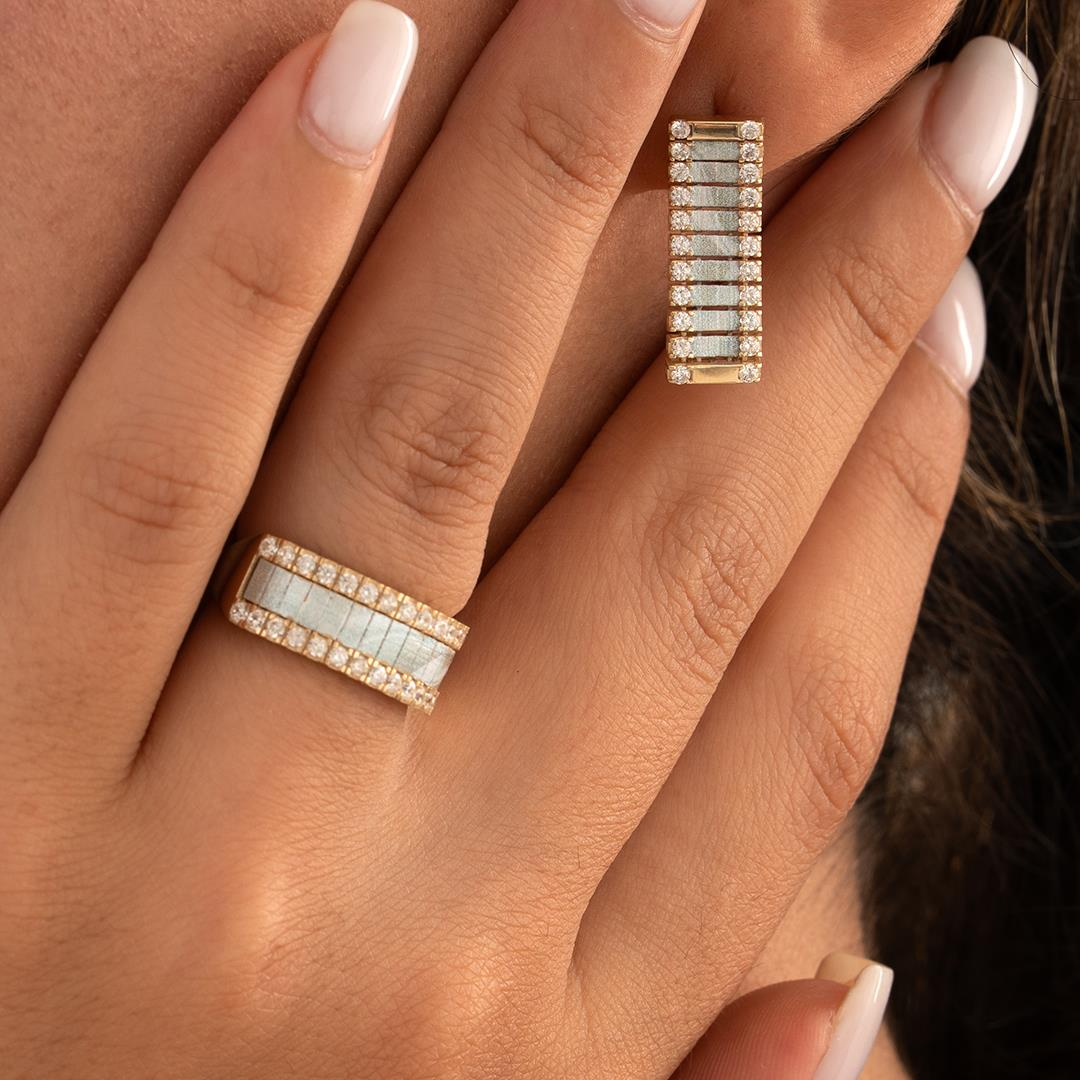 Özel Tasarım Mavi Mineli Altın Yüzük