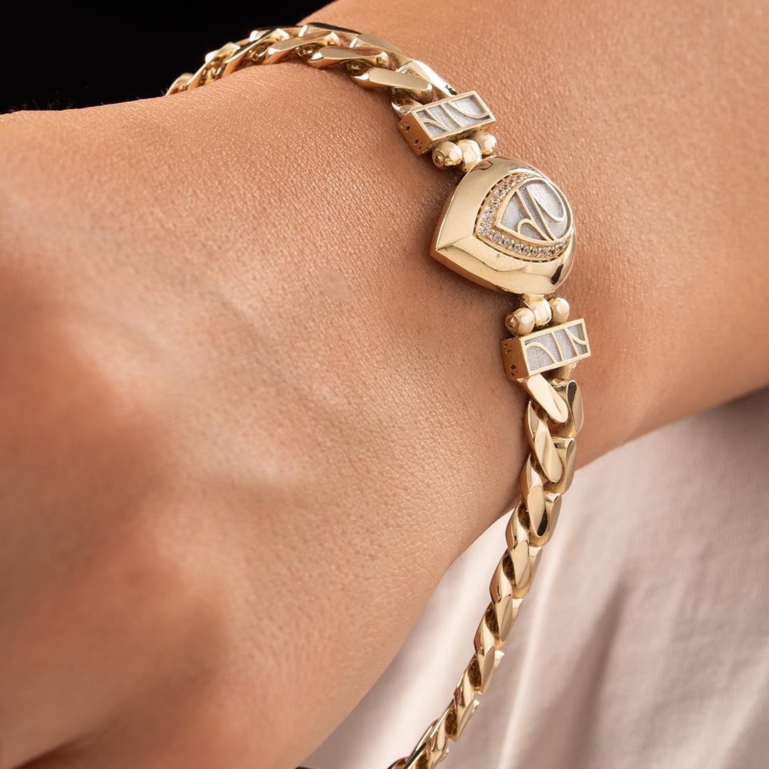 Özel Tasarım Mavi Mineli Damla Model Altın Bileklik