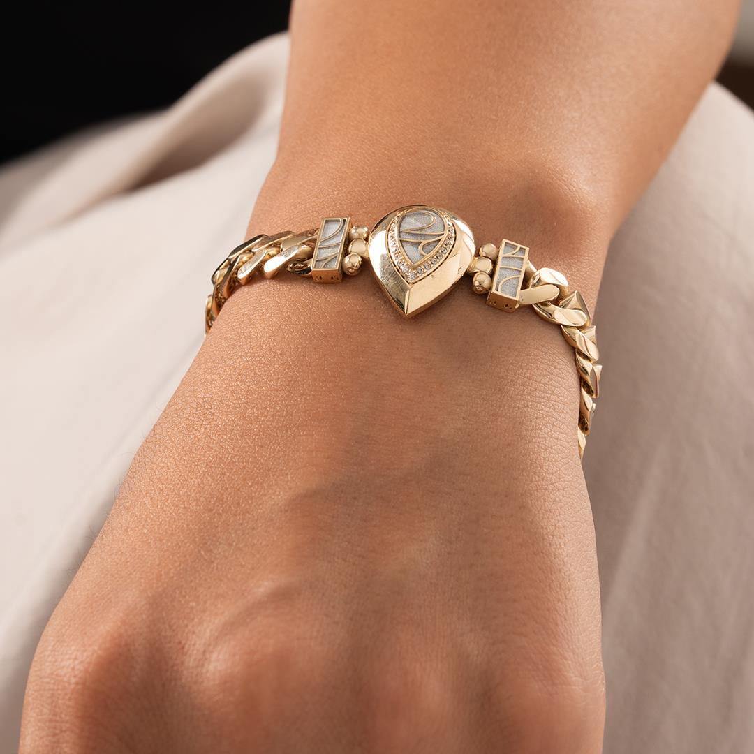 Özel Tasarım Mavi Mineli Damla Model Altın Bileklik