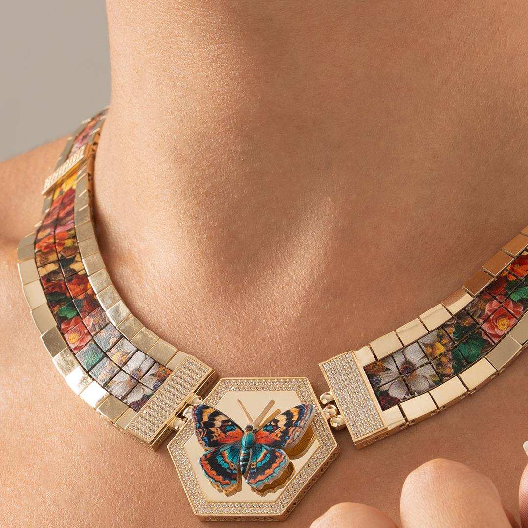 Özel Tasarım Renkli Kelebek Altın Kolye