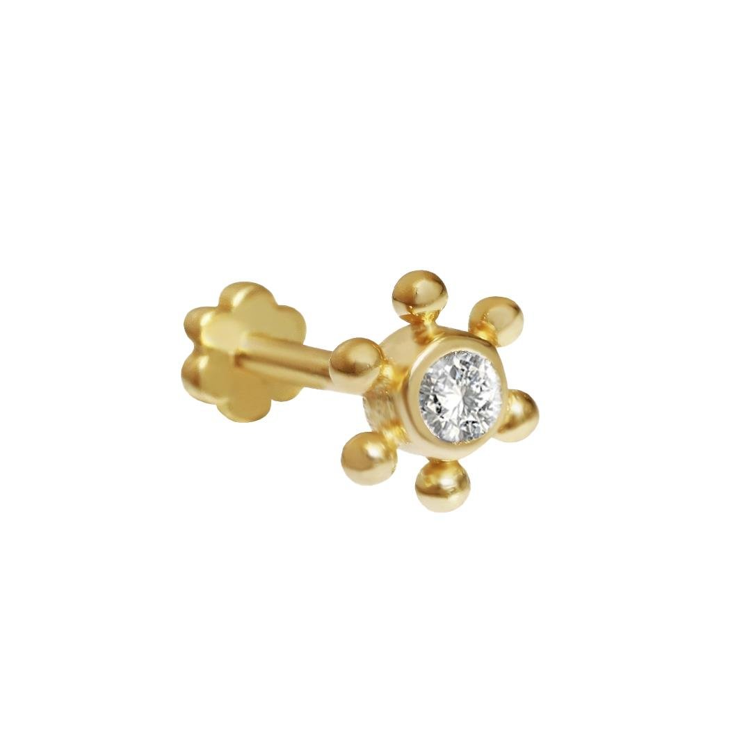 Piercing Gemi Dümeni Taşlı 14 Ayar Altın
