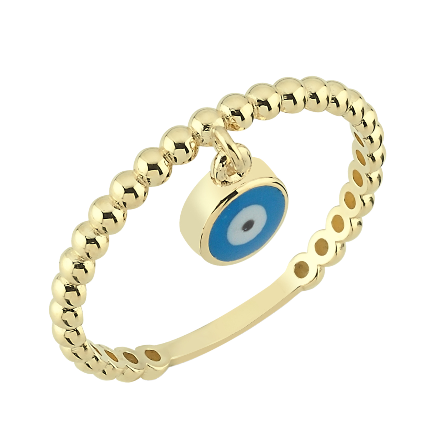 Sallantılı Nazar Boncuklu 14 Ayar Altın Yüzük