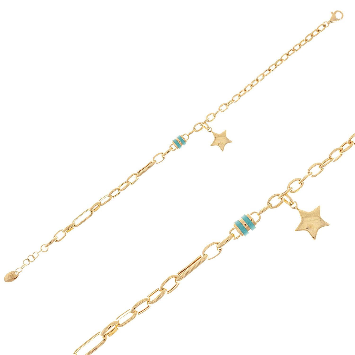 Sallantılı Yıldız Bileklik 14 Ayar Altın