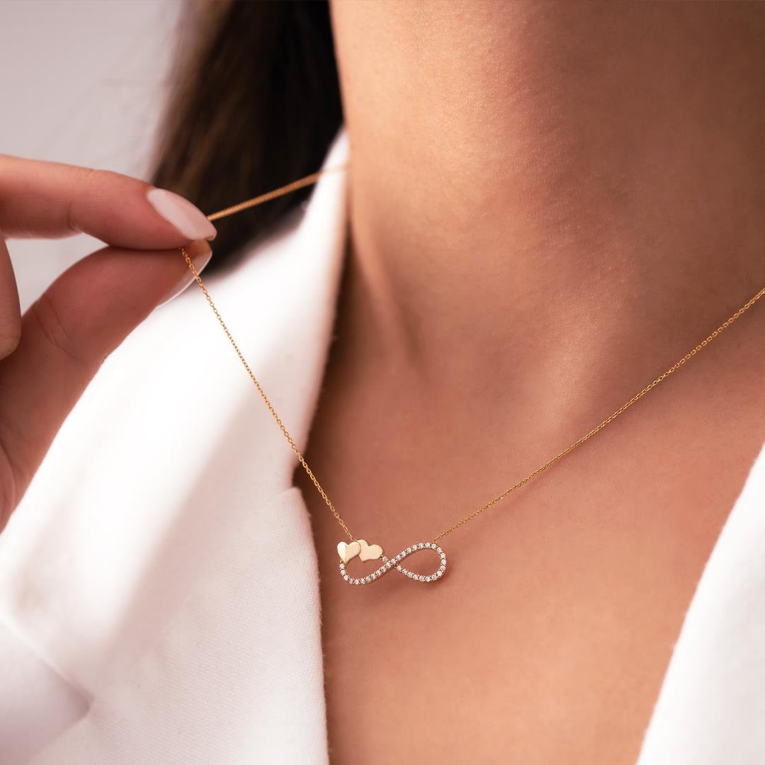 Sonsuzluk ve Kalp 14 Ayar Altın Kolye