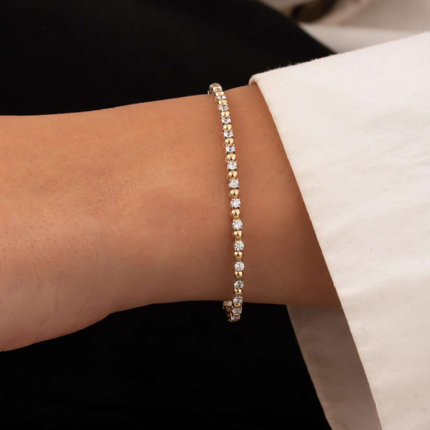 Taşlı 14 Ayar Altın Kelepçe