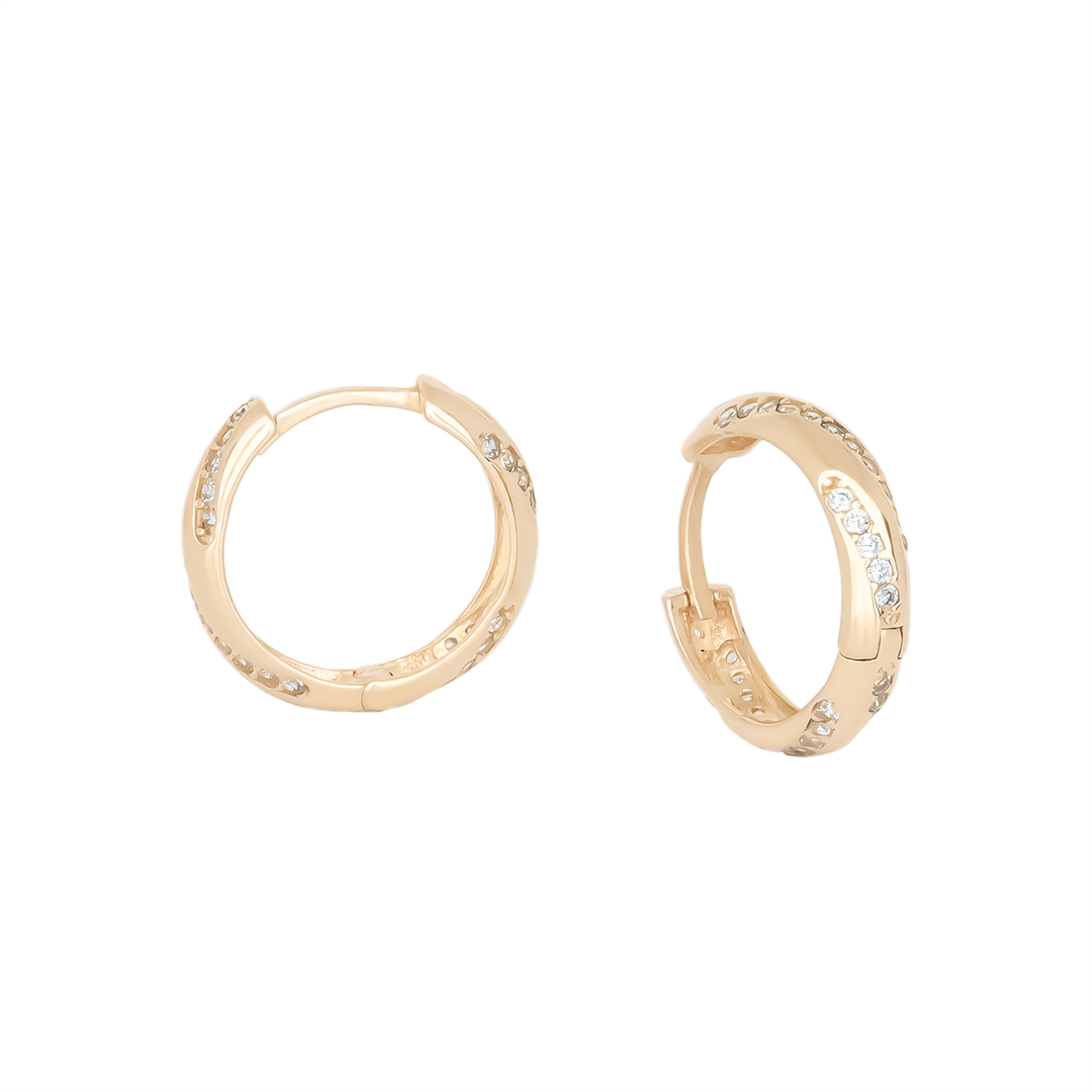 Taşlı Halka Küpe 14 Ayar Altın