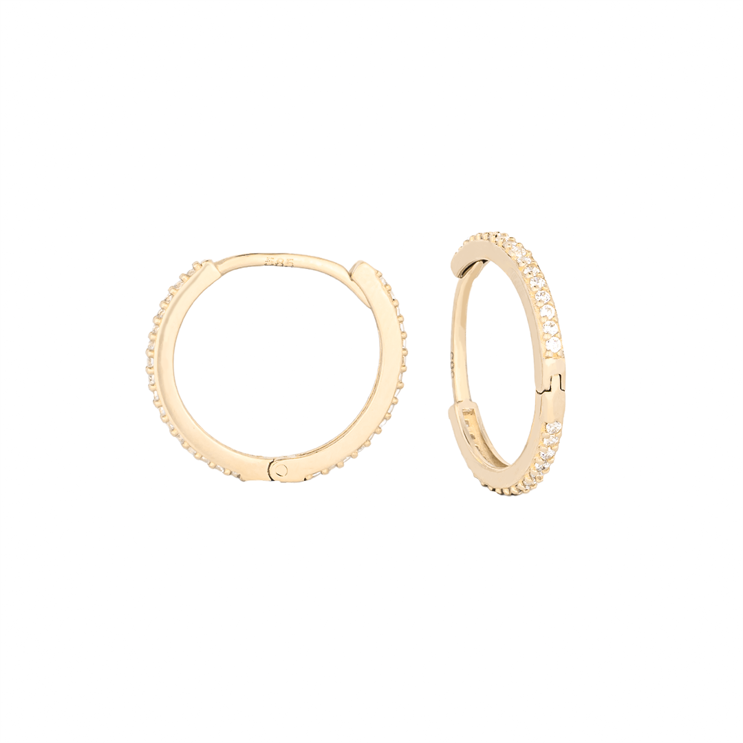 Taşlı Halka Küpe 14 Ayar Altın