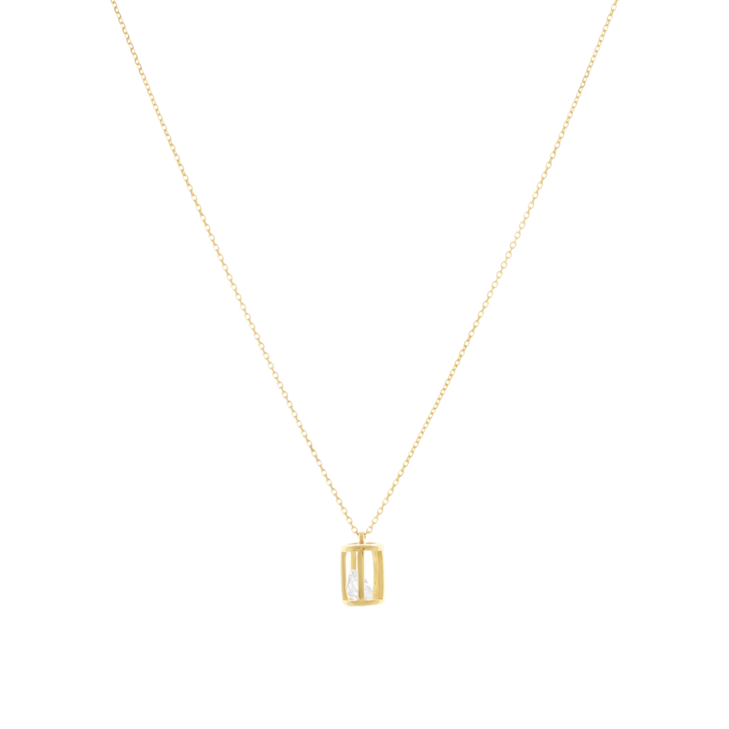 Taşlı Kafes 14 Ayar Altın Kolye