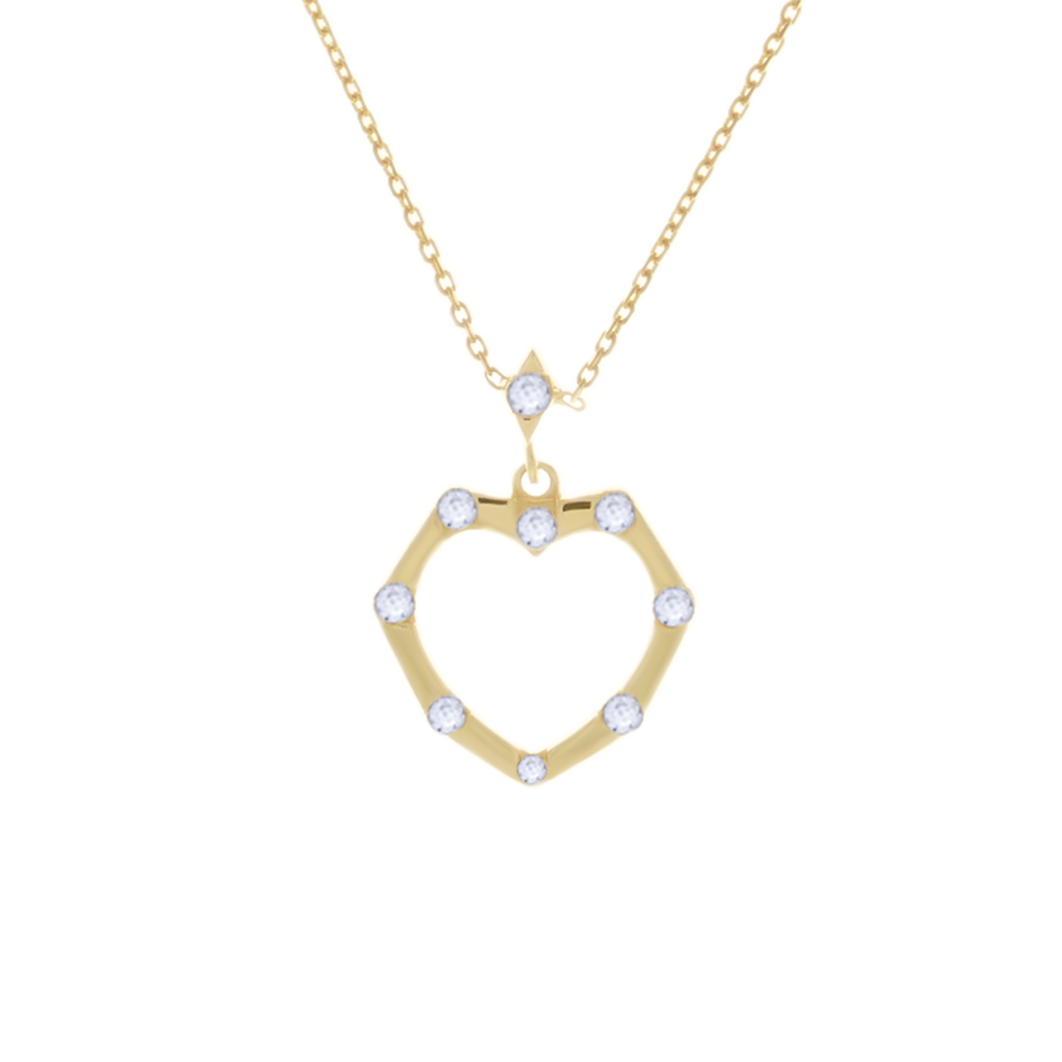 Taşlı Kalp 14 Ayar Altın Kolye