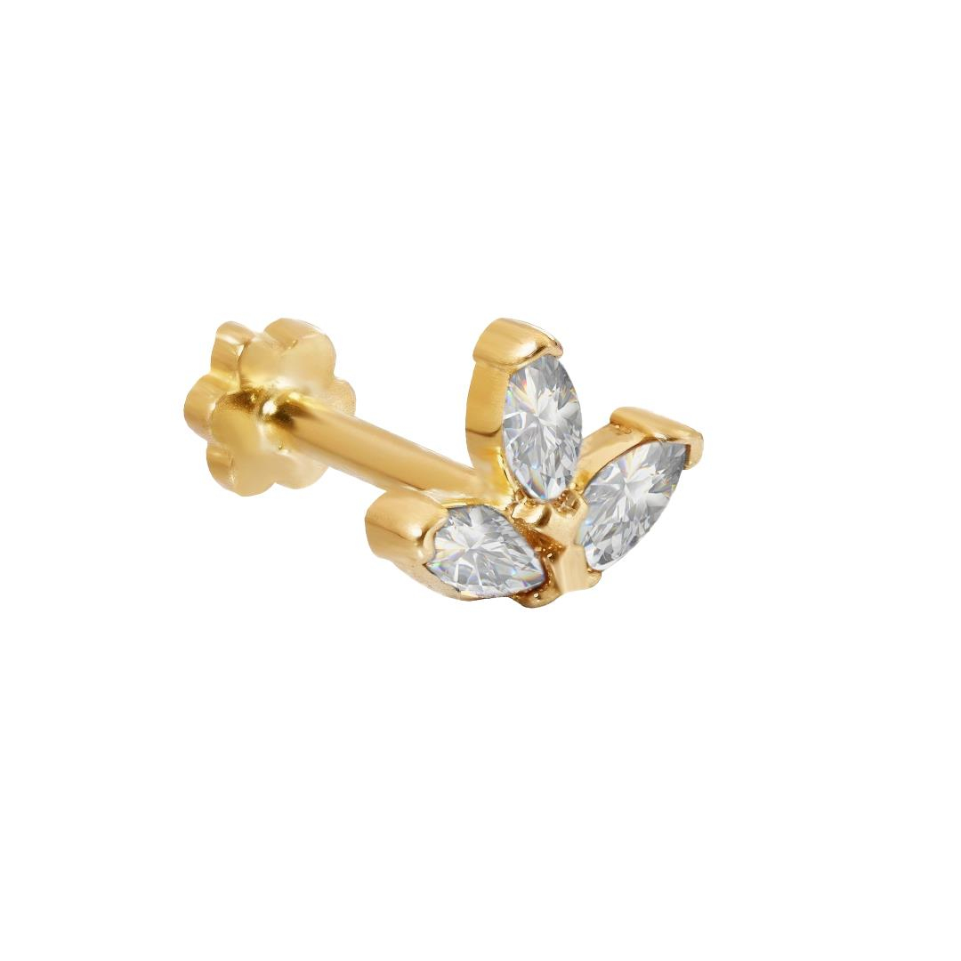 Taşlı Piercing 14 Ayar Altın