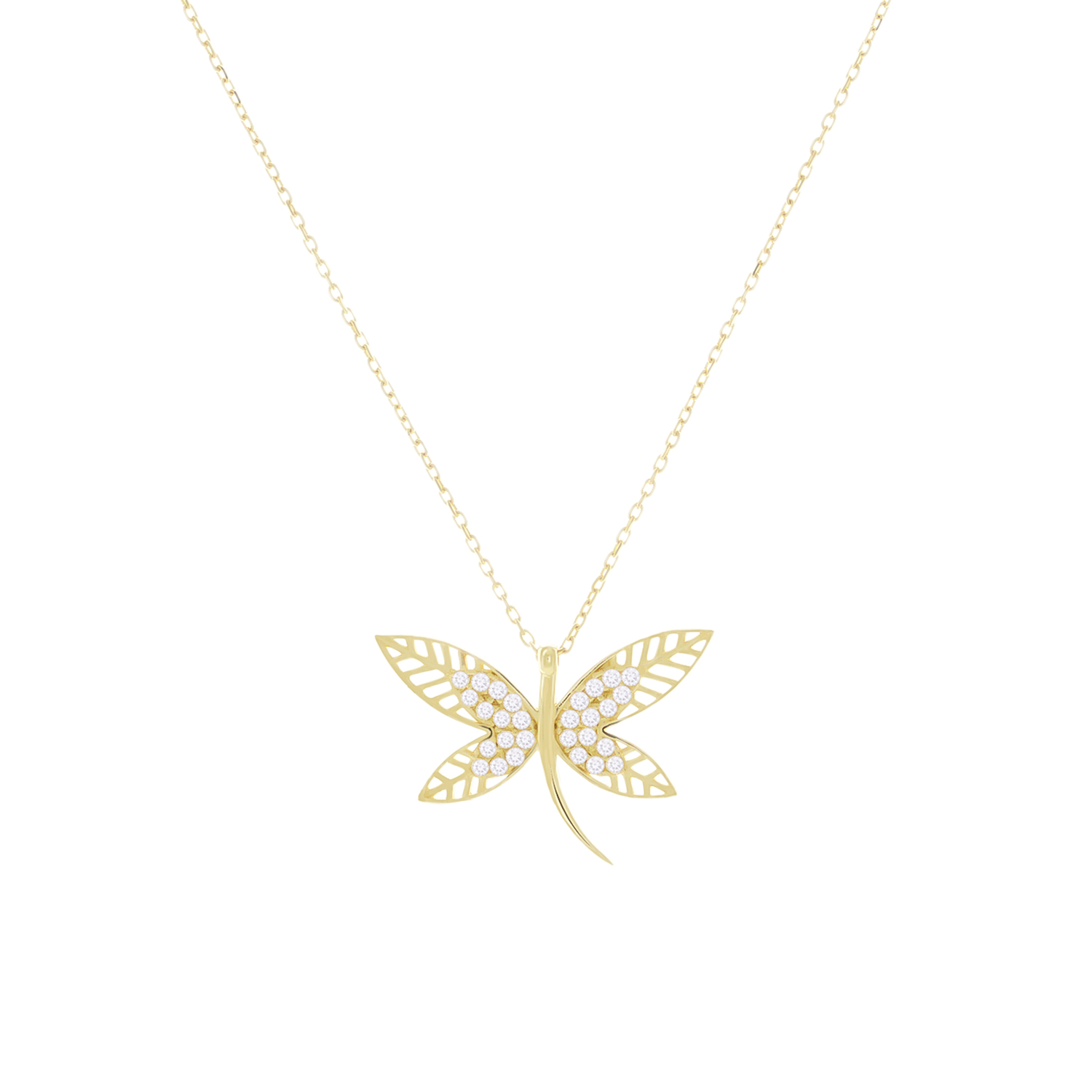 Taşlı Yusufçuk 14 Ayar Altın Kolye