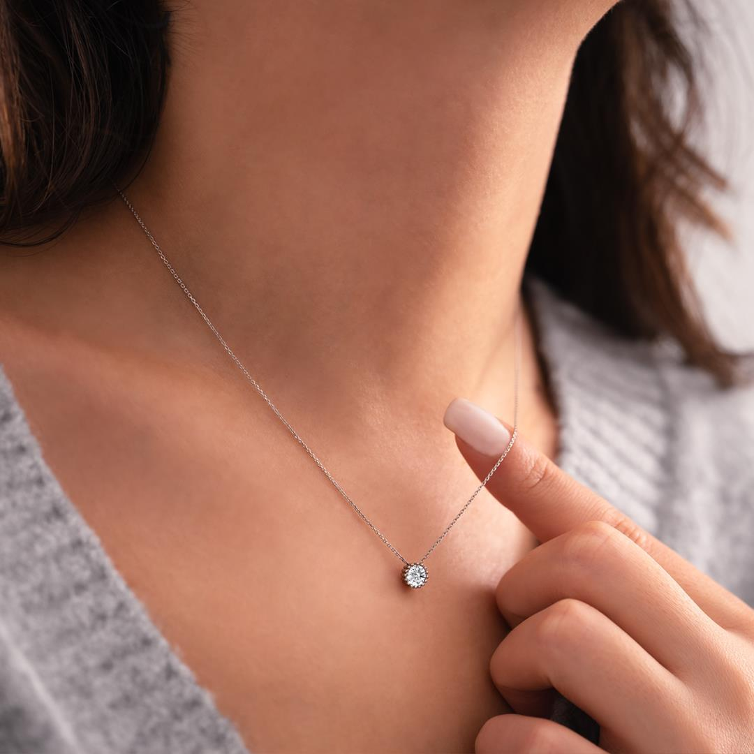 Tektaş 14 Ayar Beyaz Altın Kolye