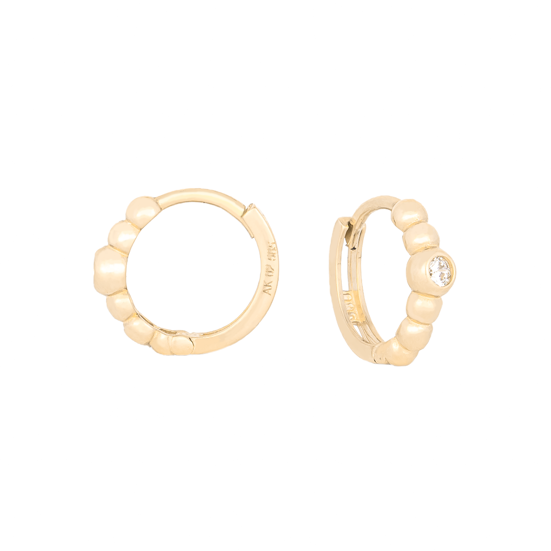 Toplu Taşlı Halka Küpe 14 Ayar Altın