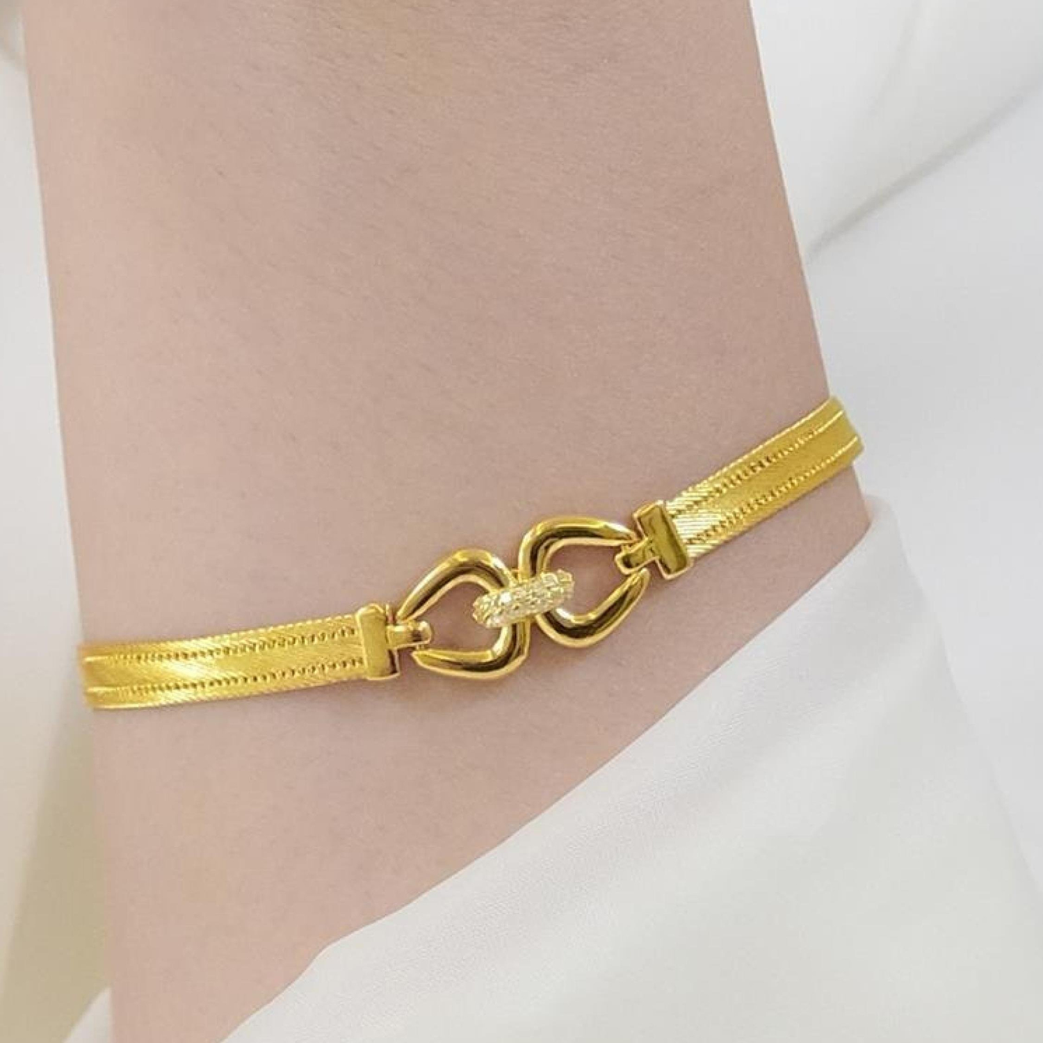 Trabzon Hasır Modern Badem Model 14 Ayar 3 Sıra Altın Set Sarı