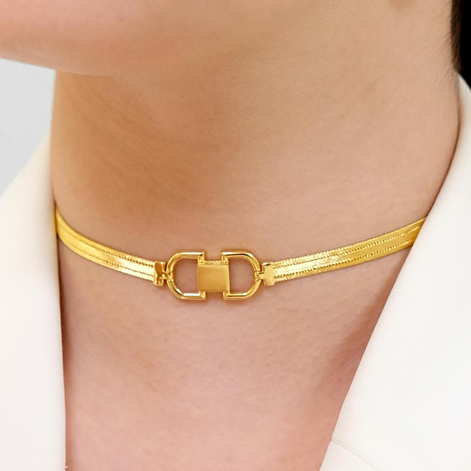 Trabzon Hasır Modern Dolunay Model 14 Ayar 3 Sıra Altın Kolye Sarı