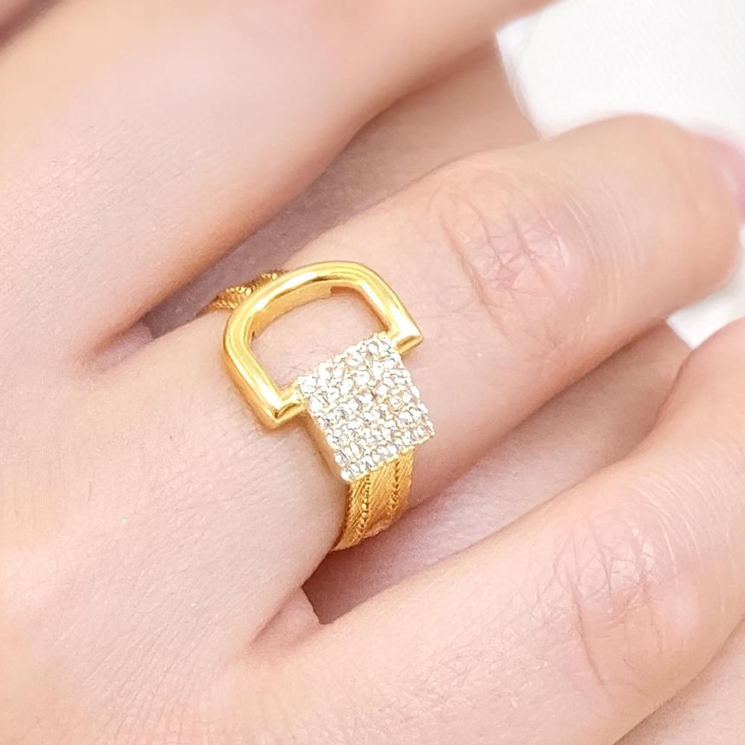 Trabzon Hasır Modern Kemer Model 14 Ayar 3 Sıra Altın Yüzük Sarı