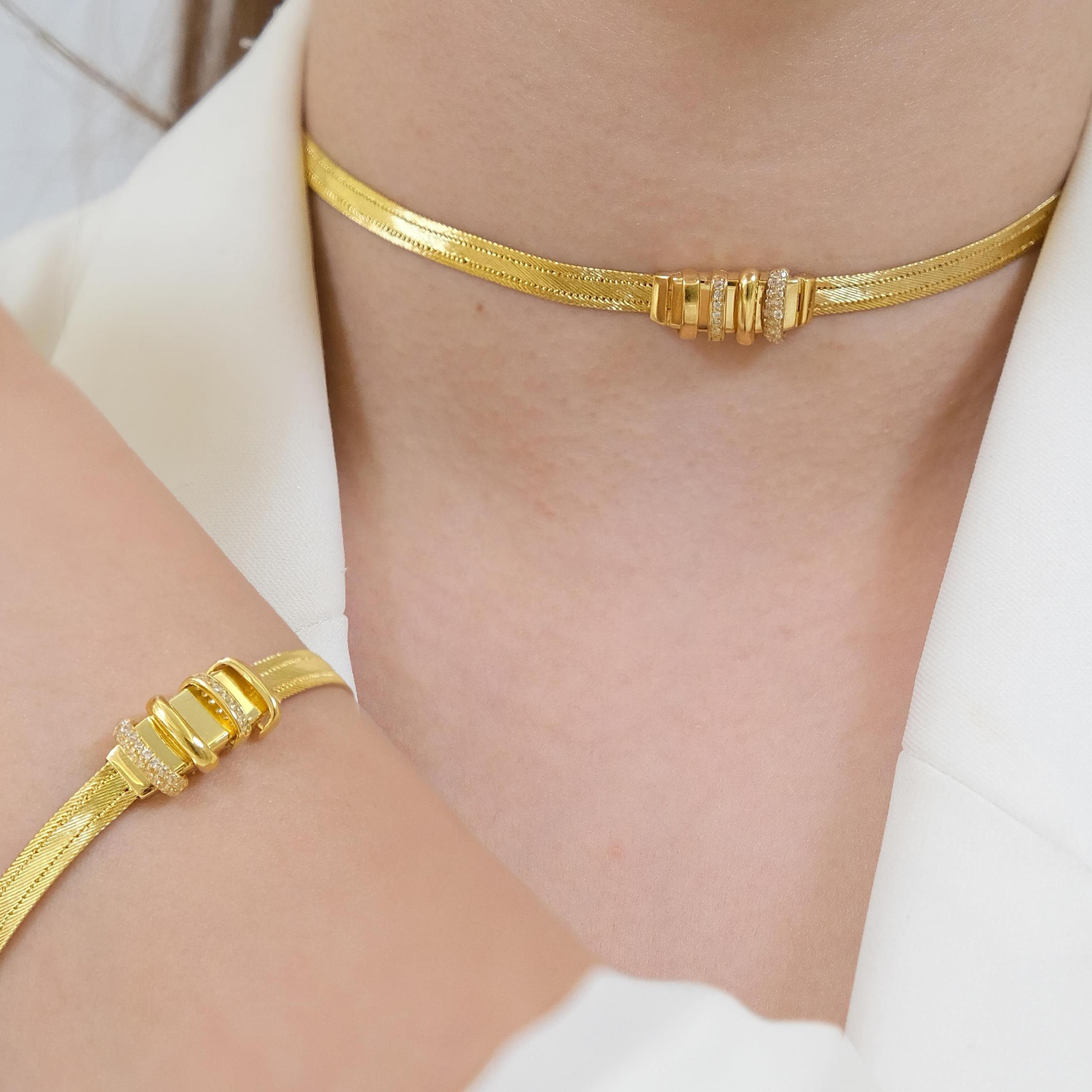 Trabzon Hasır Modern Lal Model 14 Ayar 3 Sıra Altın Set Sarı