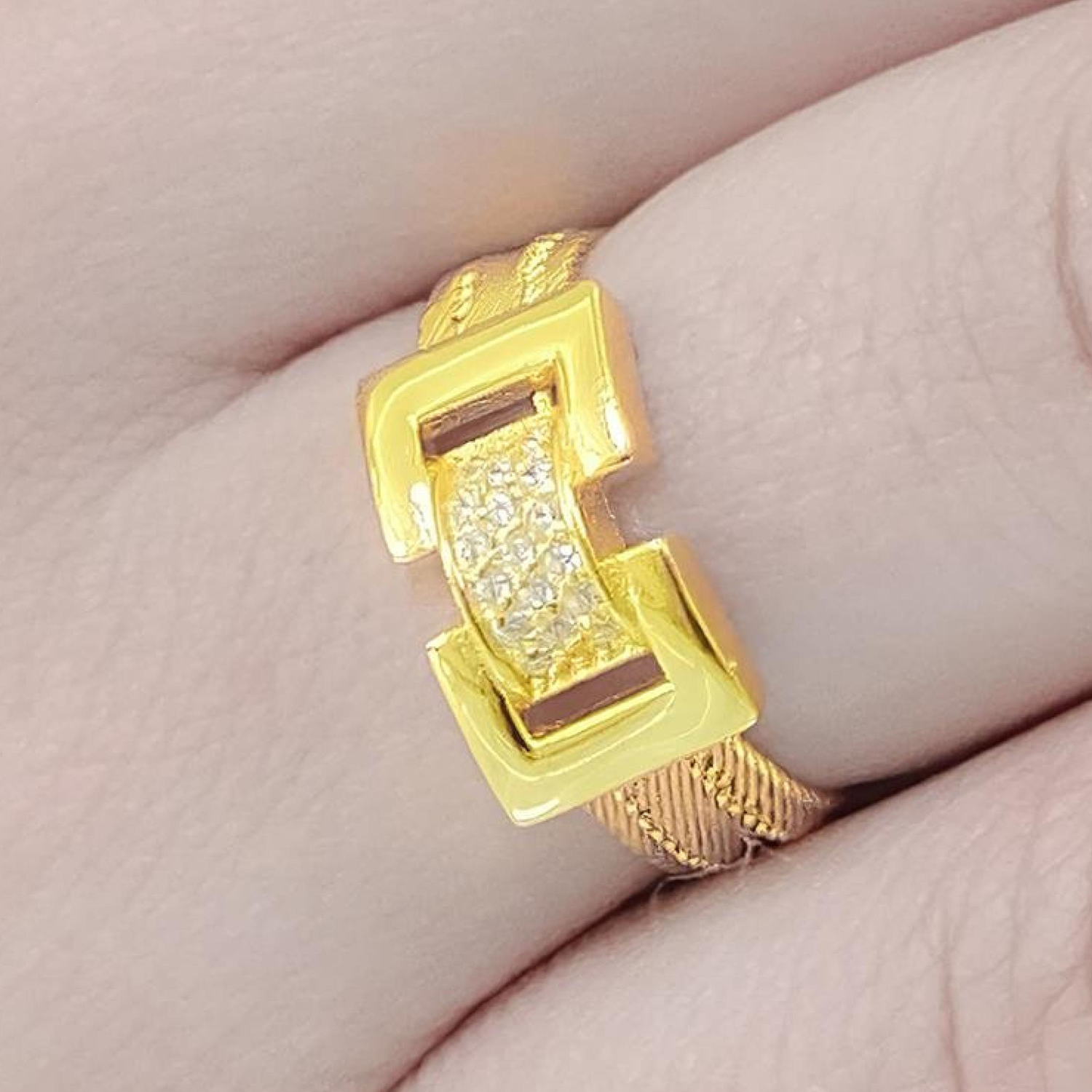 Trabzon Hasır Modern Taşlı 14 Ayar 3 Sıra Altın Set Sarı