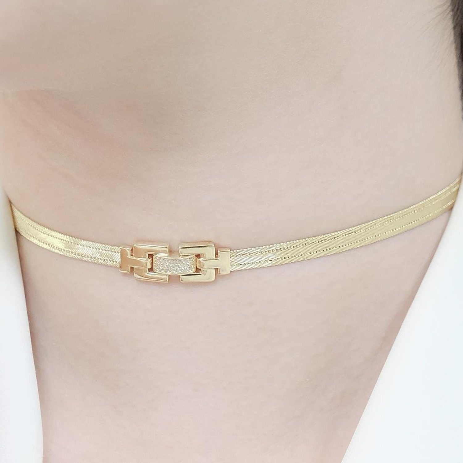 Trabzon Hasır Modern Taşlı 14 Ayar 3 Sıra Altın Set Yeşil