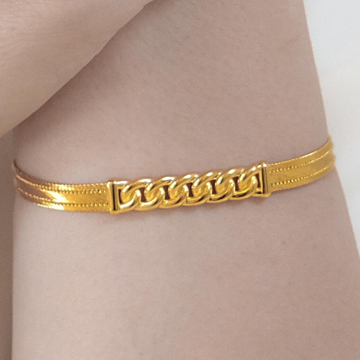 Trabzon Hasır Modern Taşsız Gurmet Model 14 Ayar 3 Sıra Altın Bileklik Sarı