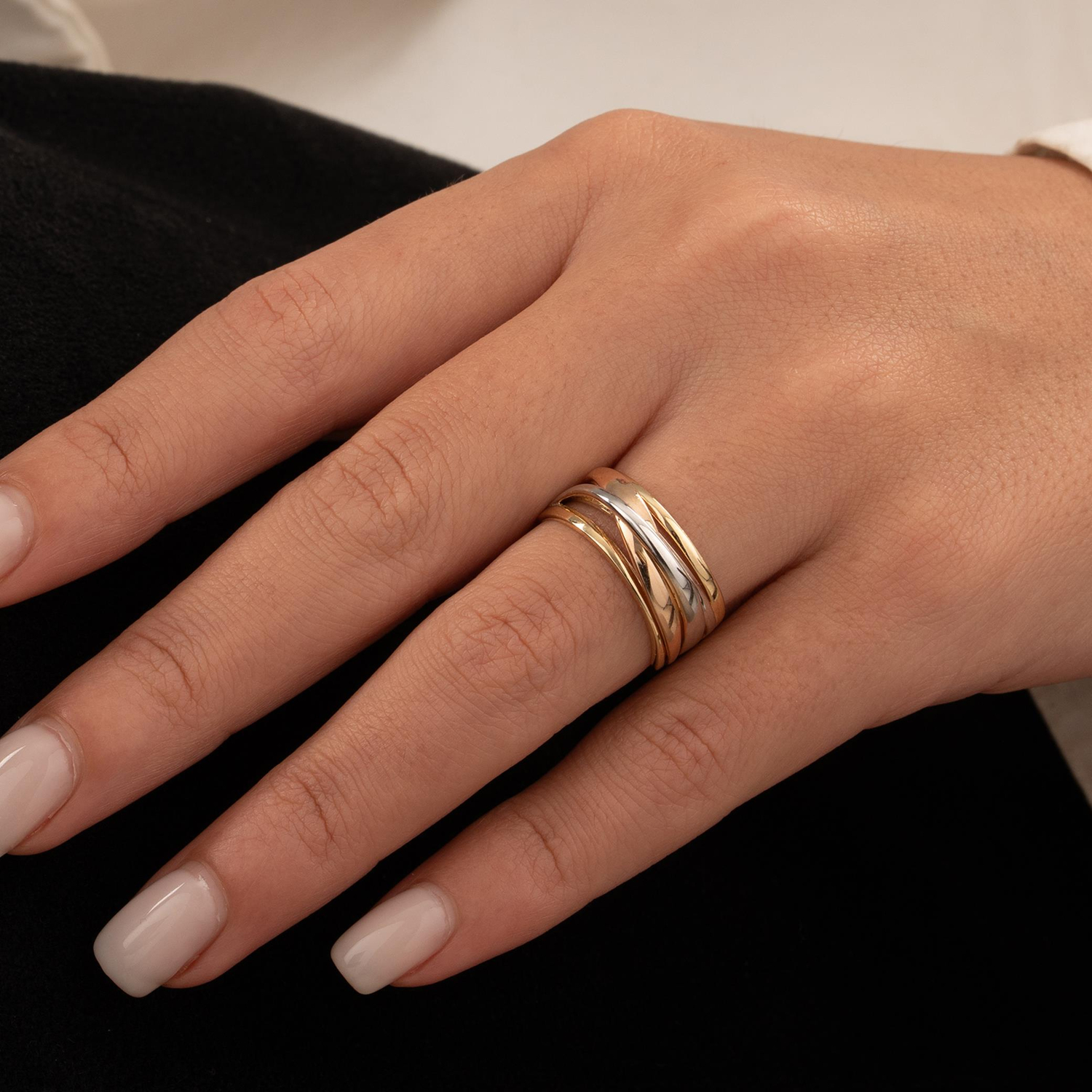 Üç Renkli 14 Ayar Altın Yüzük