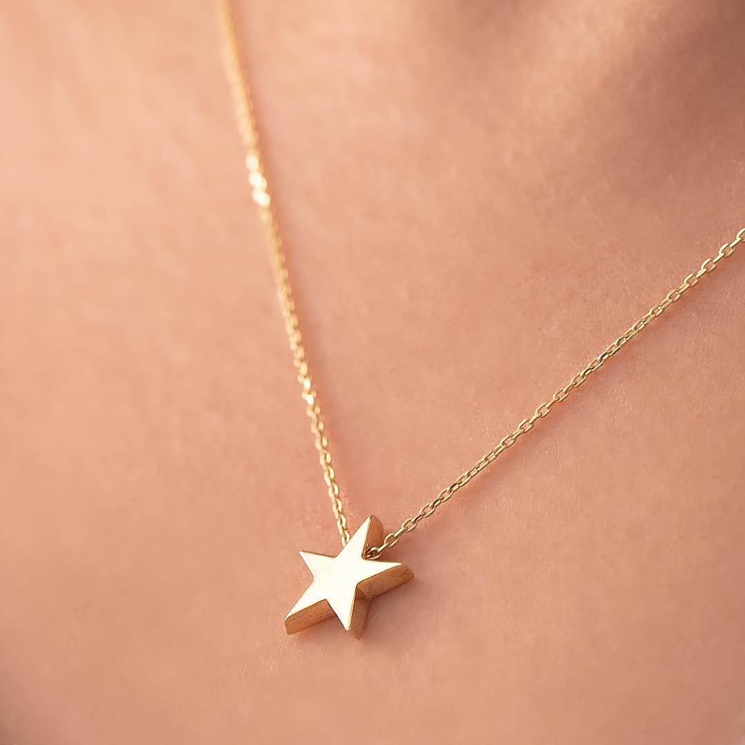 Yıldız Minimal 14 Ayar Altın Kolye