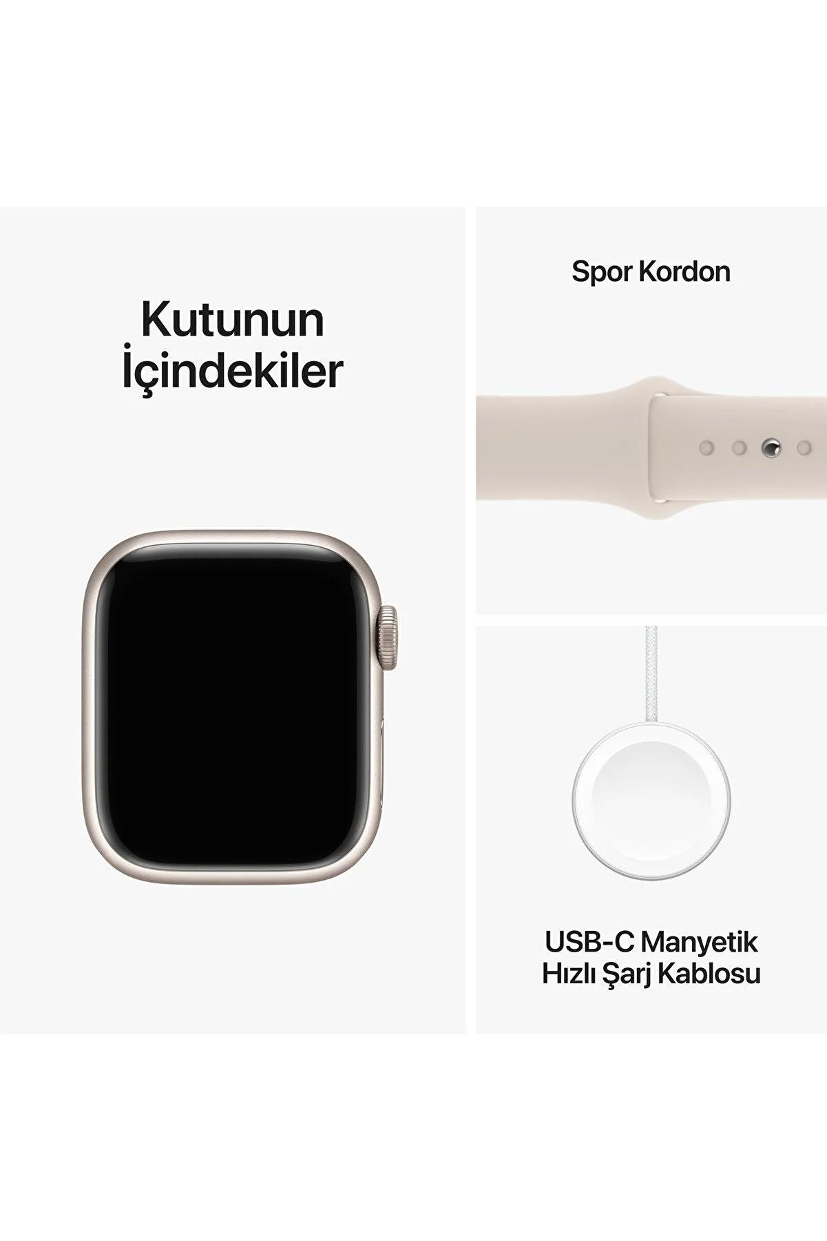 Apple Watch Series 9 GPS 41mm Yıldız Işığı Alüminyum Kasa ve Yıldız Işığı Spor Kordon S-M