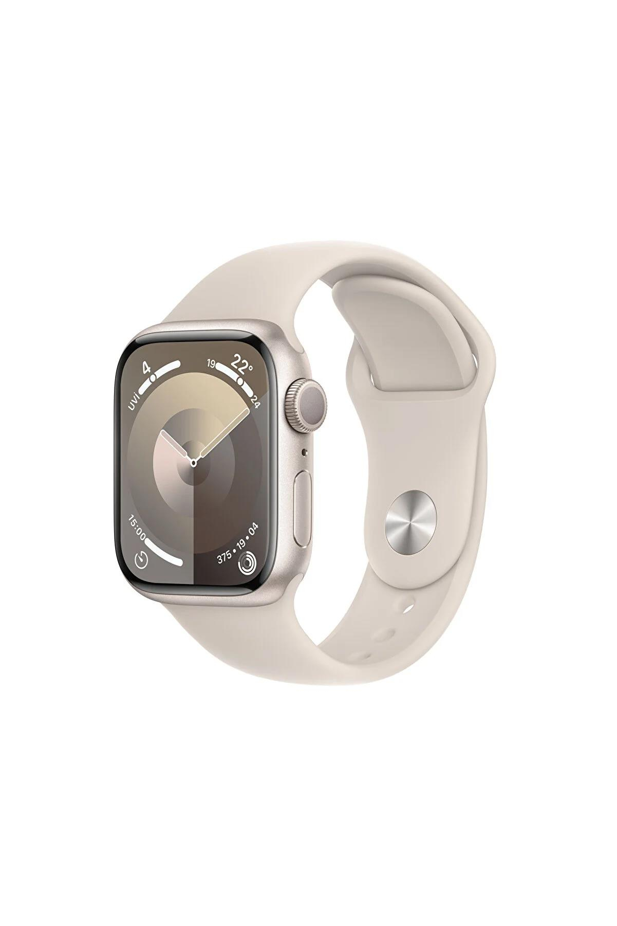 Apple Watch Series 9 GPS 41mm Yıldız Işığı Alüminyum Kasa ve Yıldız Işığı Spor Kordon S-M