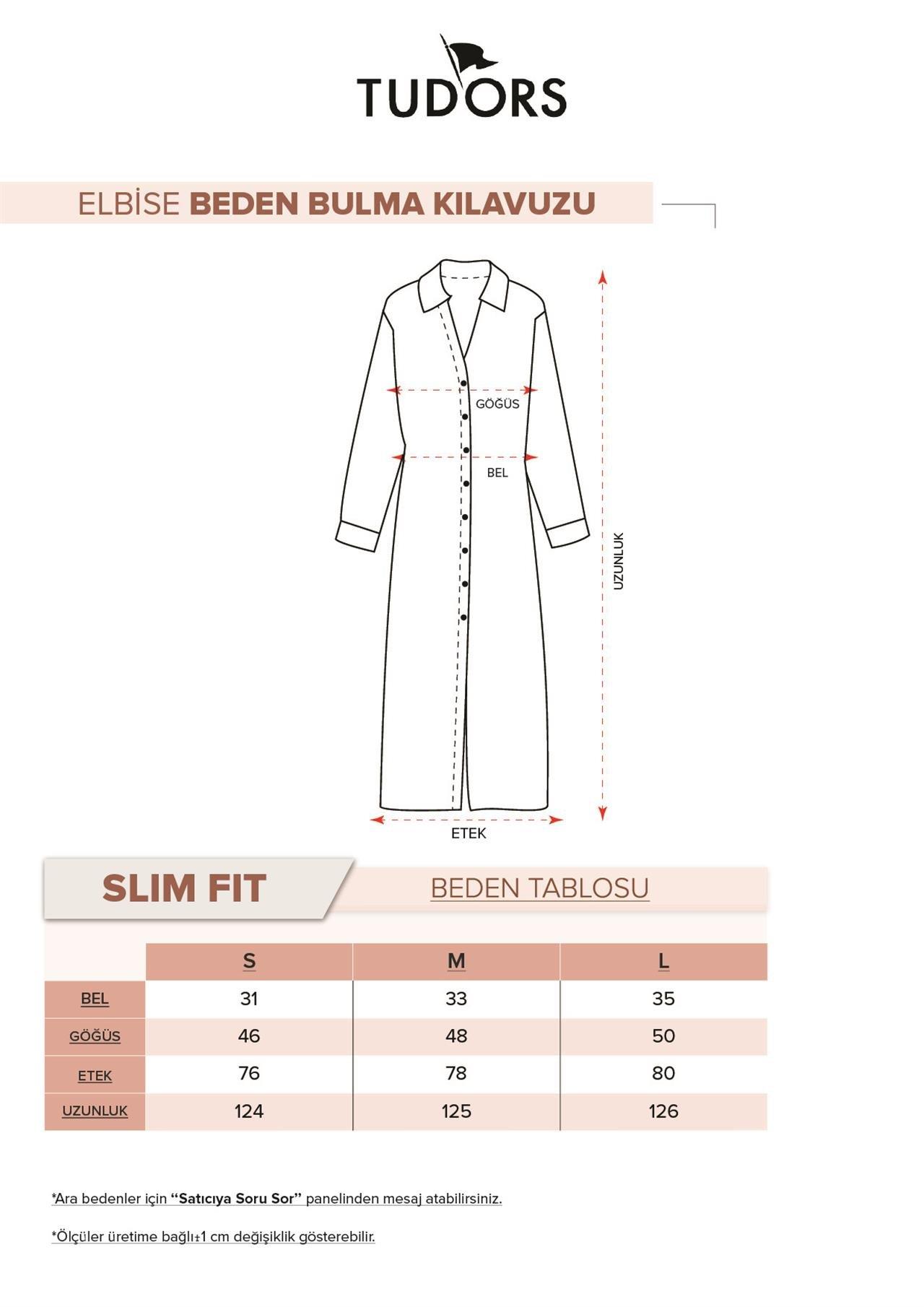 Kadın Slim Fit V Yaka Balon Manşet Elbise