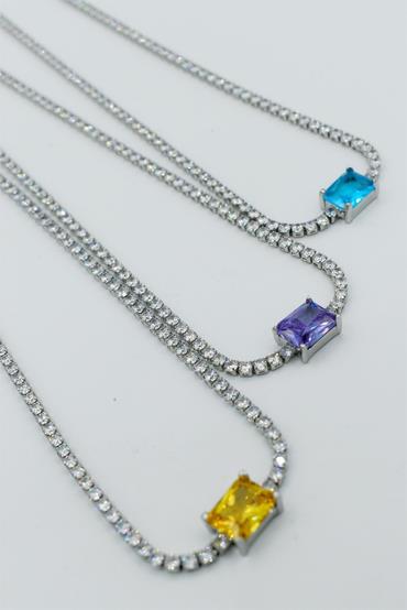 Zirkon Renkli Taşlı Choker