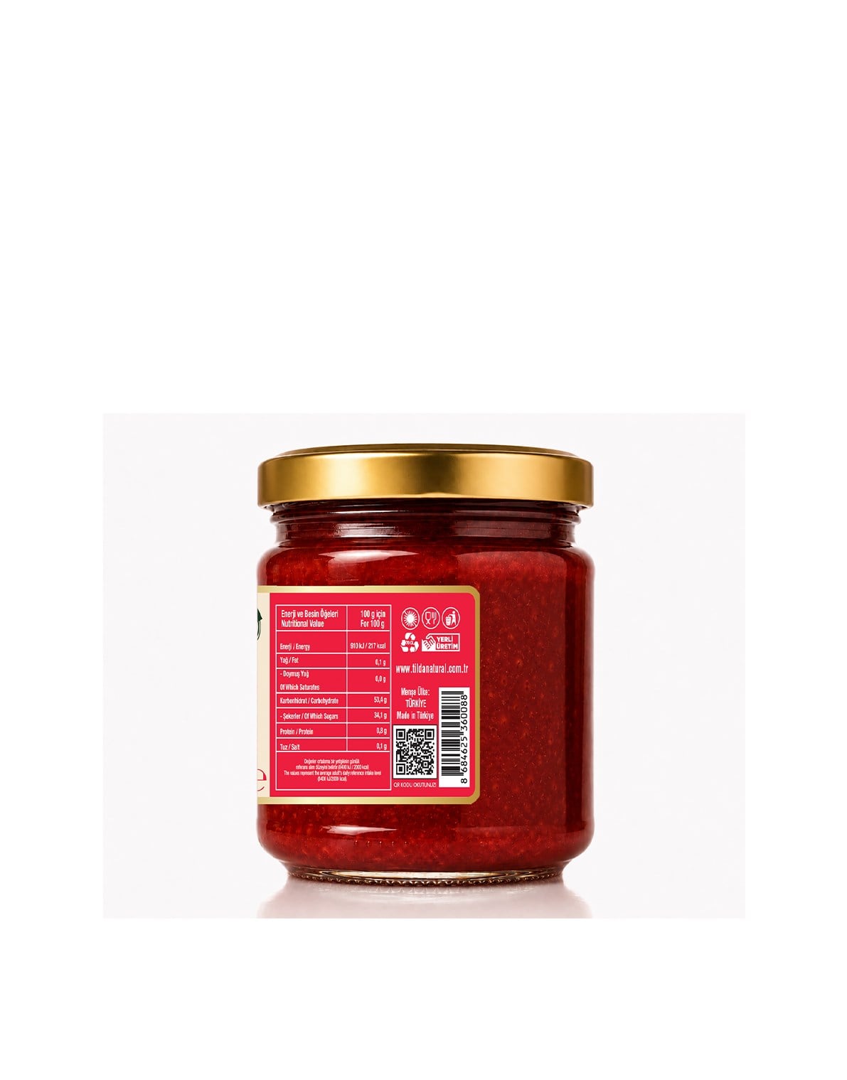 Şeker İlavesiz Çilek Marmelatı (%80 Meyve) – 220 g