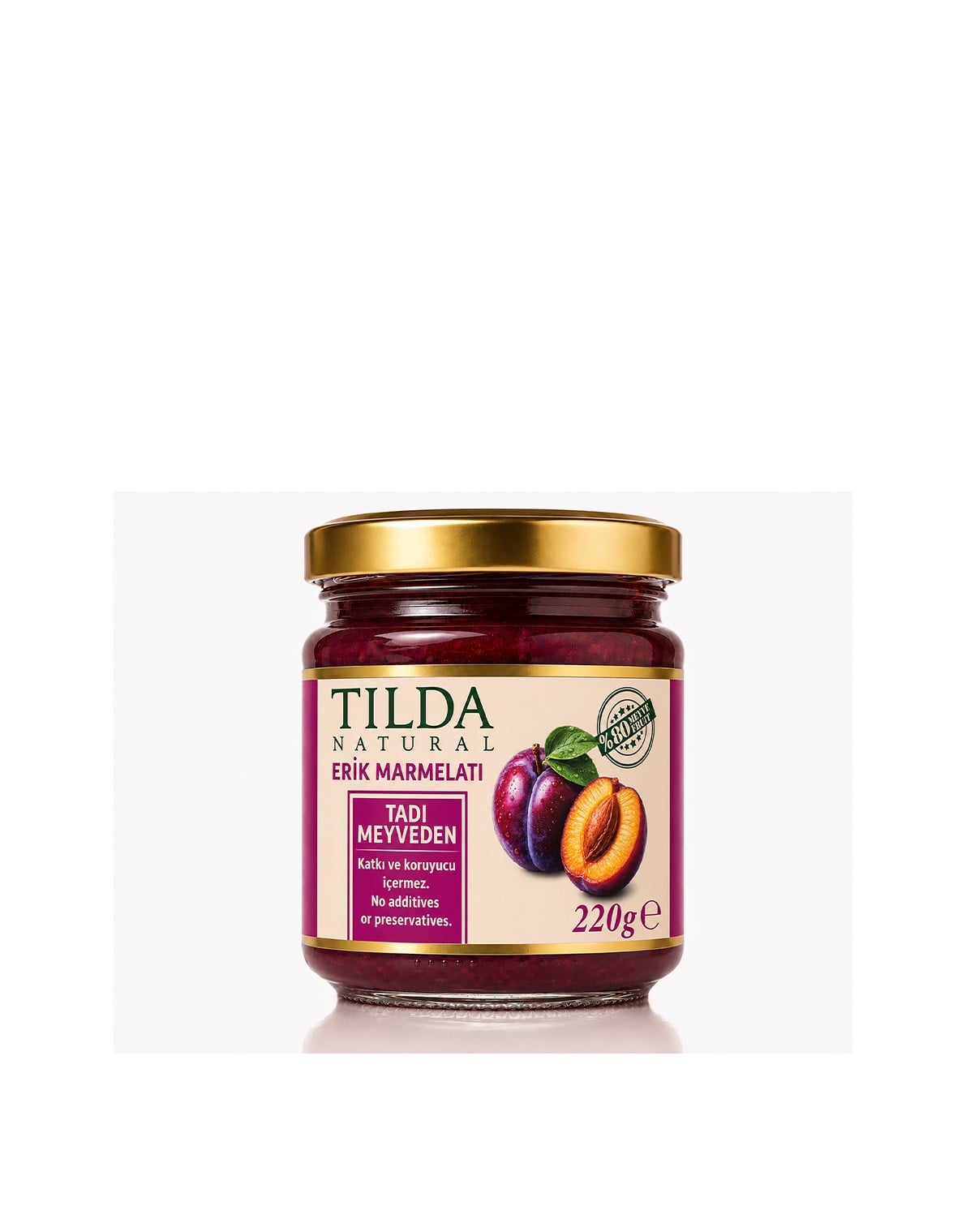Şeker İlavesiz Erik Marmelatı (%80 Meyve)  –  220 g