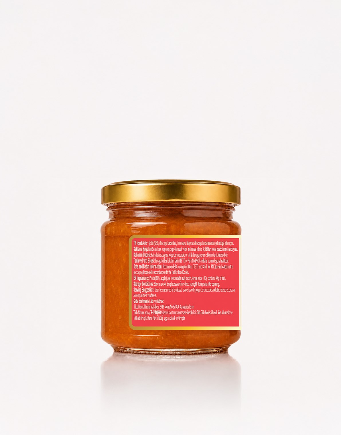 Şeker İlavesiz Şeftali Marmelatı (%80 Meyve) – 220 g