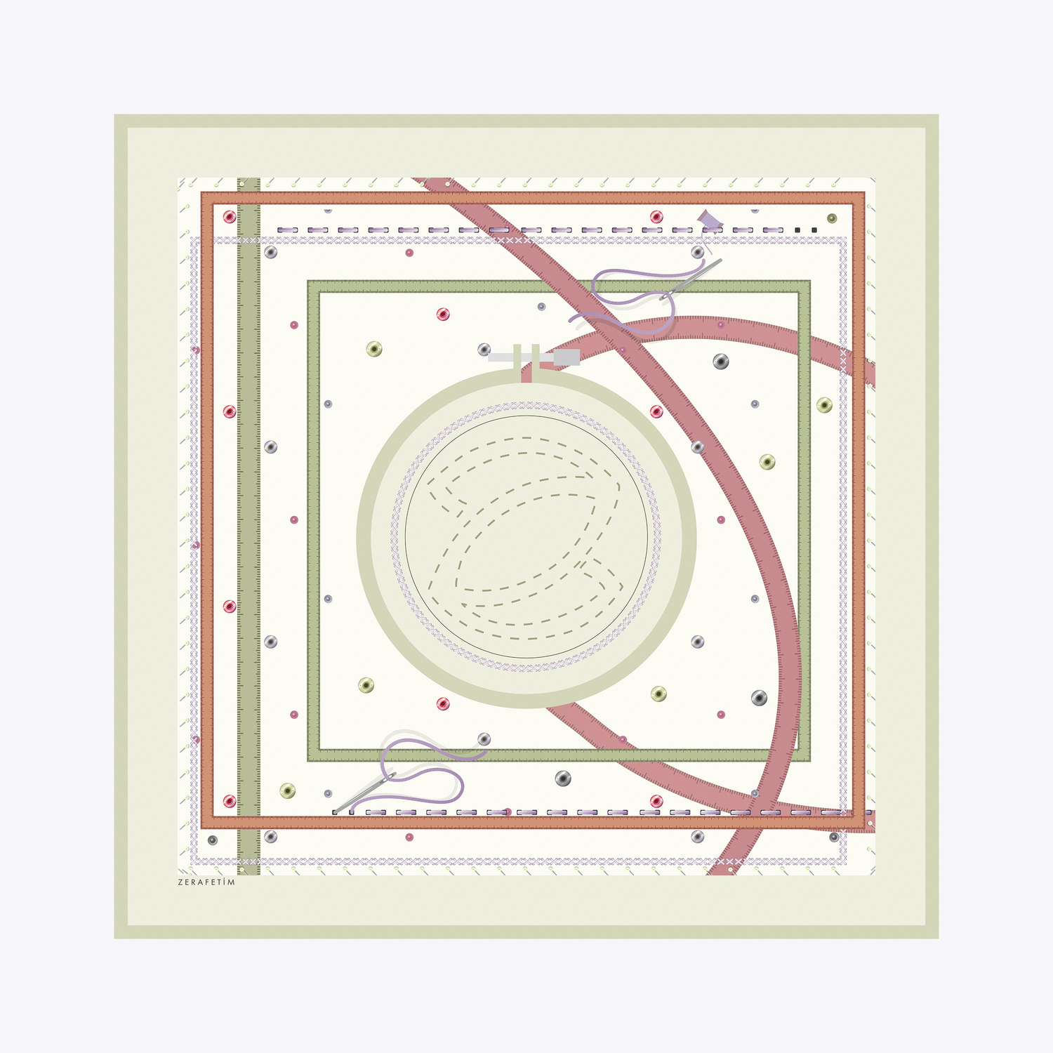 Canvas Desen İpek Twill Eşarp