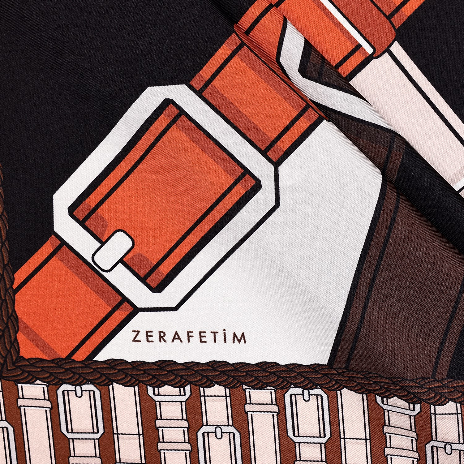 Çapraz Kemer Desen İpek Twill Eşarp