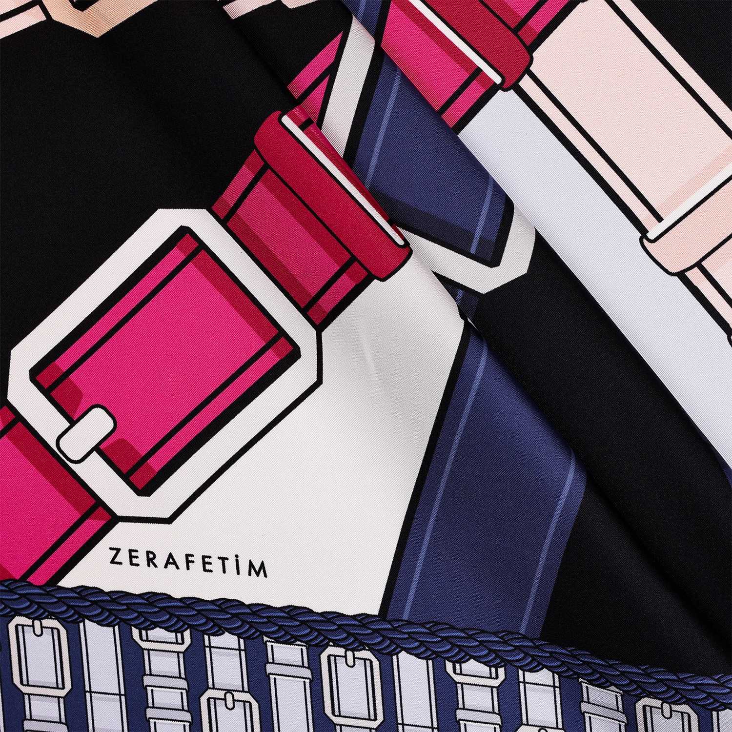 Çapraz Kemer Desen İpek Twill Eşarp