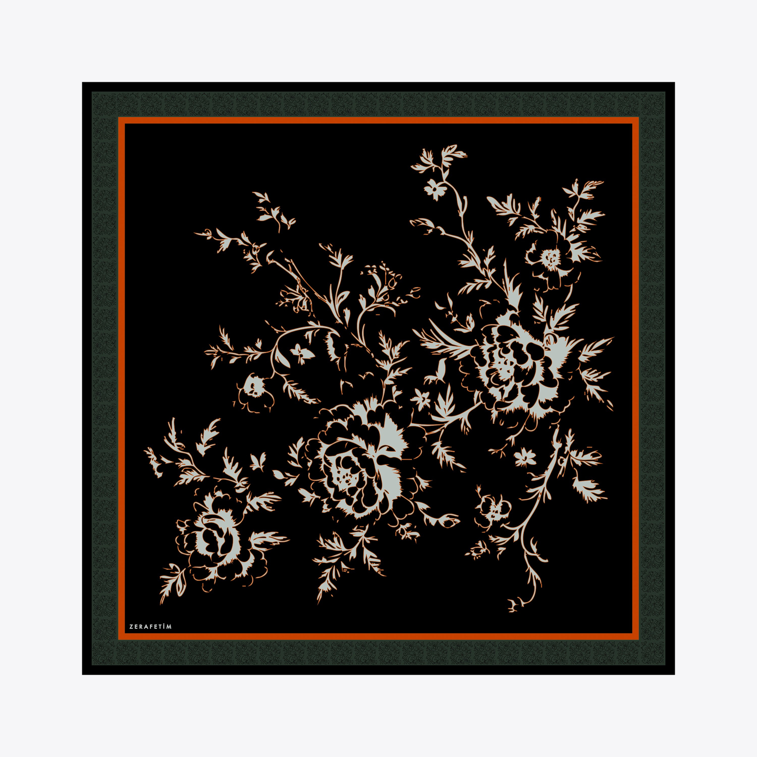 Clove Desen İpek Twill Eşarp