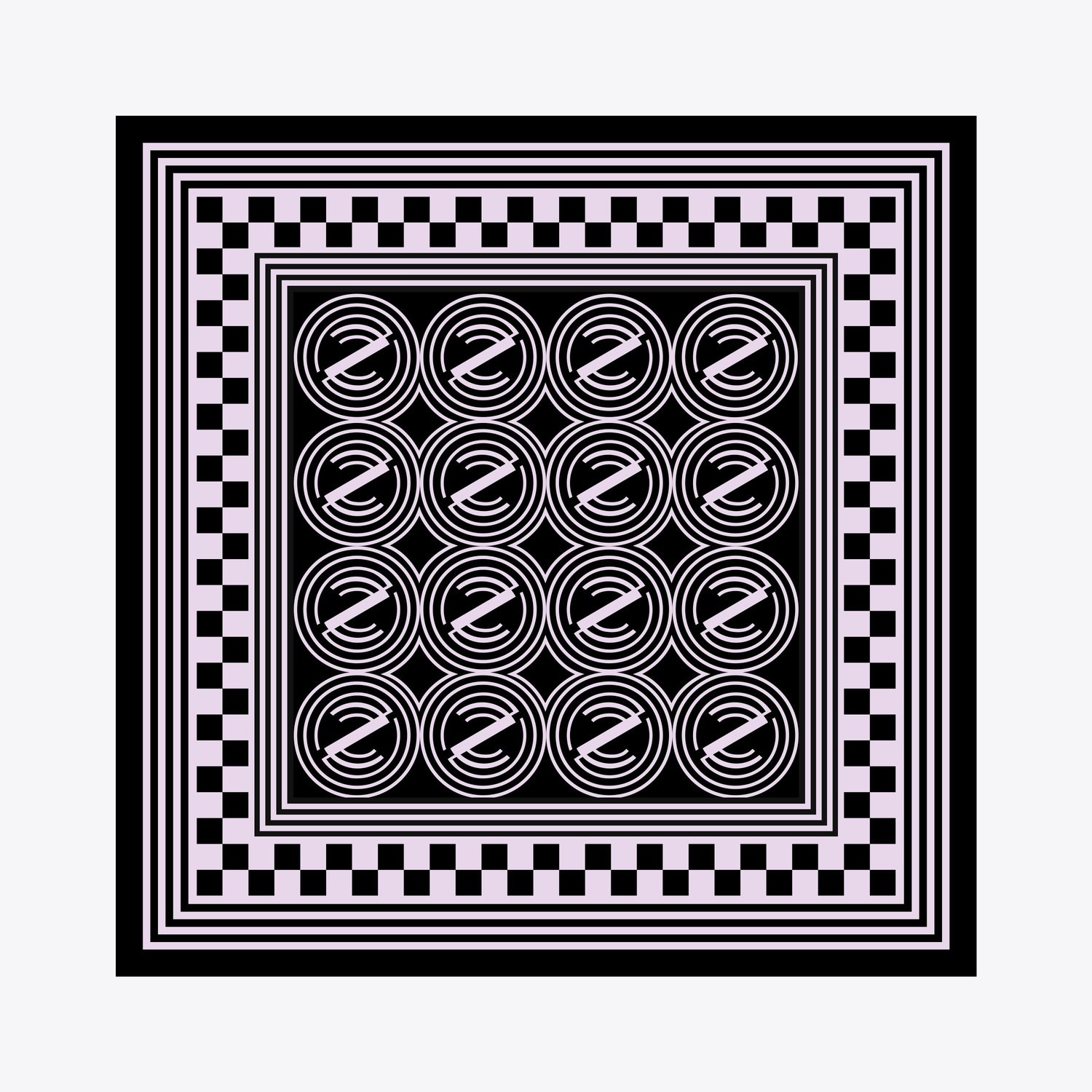 Geometri Desen İpek Twill Eşarp