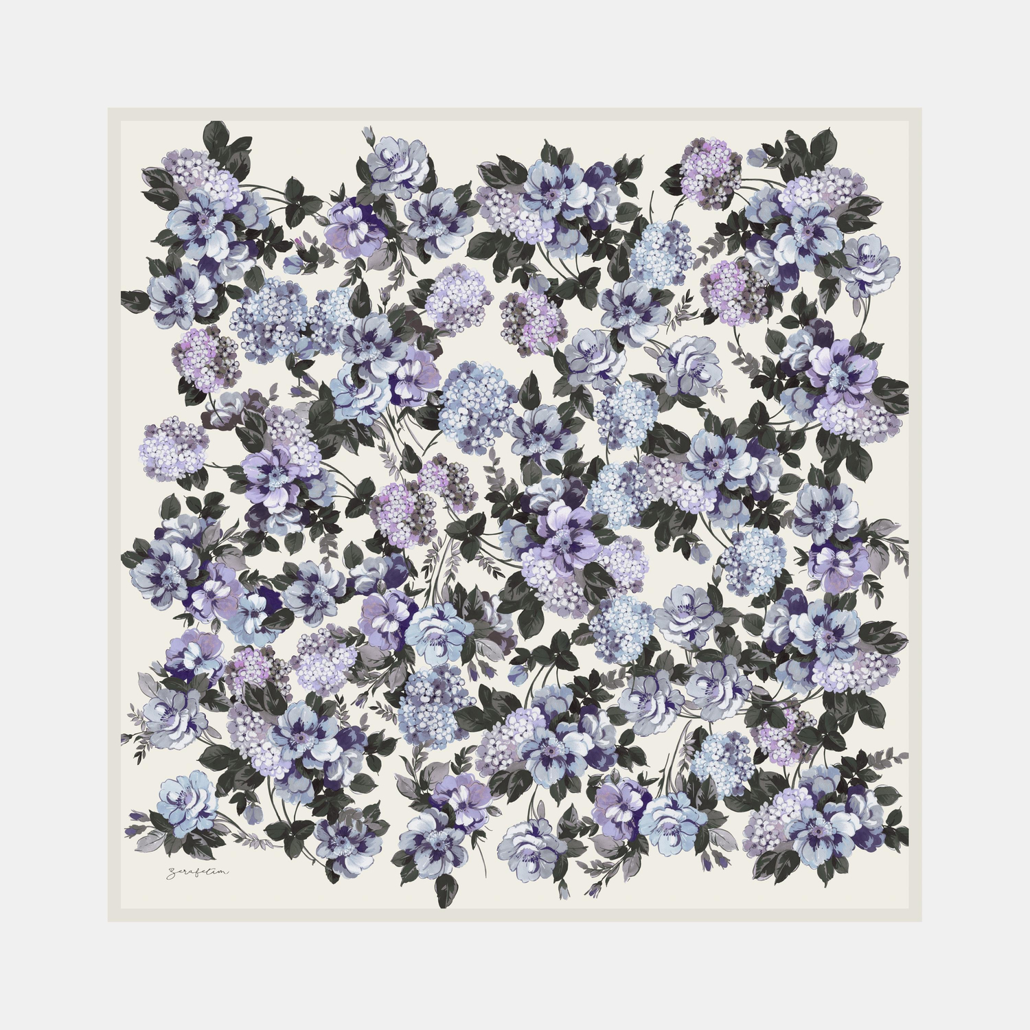 Hydrangea Garden Desen İpek Twill Eşarp