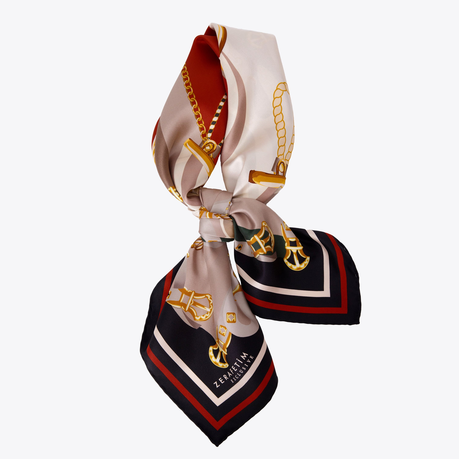 Kemer Nişan Desen Exclusive İpek Twill Eşarp