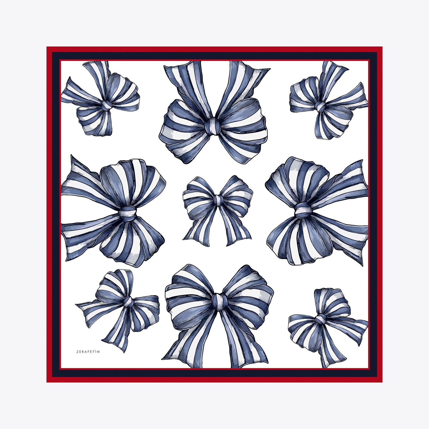 Küçük Fiyonk Desen İpek Twill Eşarp