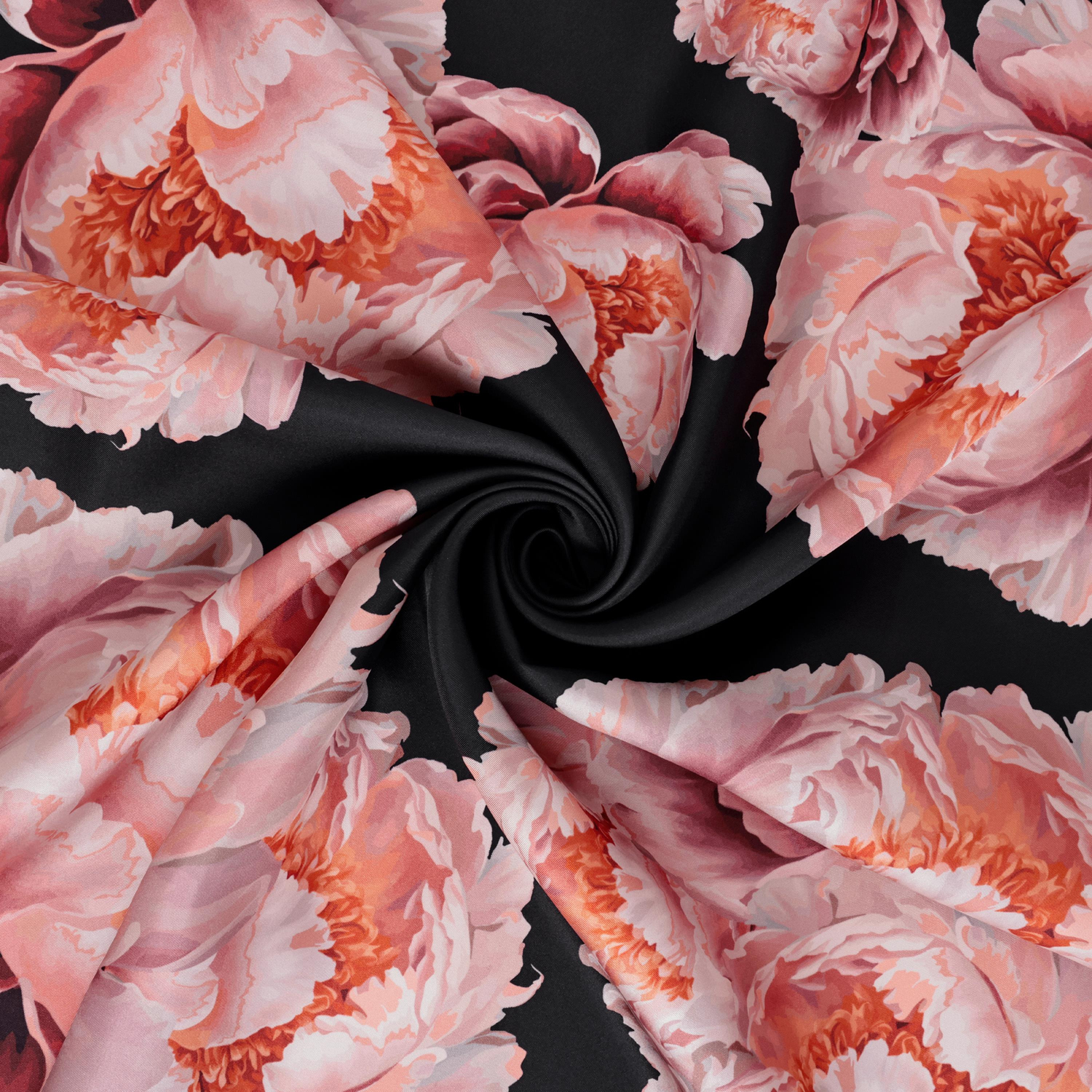 Peony Desen İpek Twill Eşarp