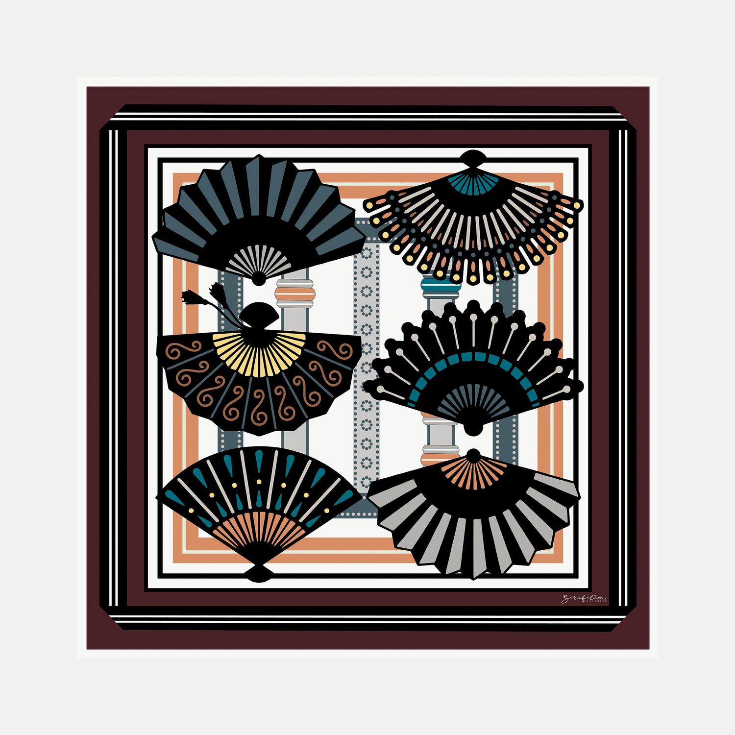 Sensu Desen İpek Twill Eşarp