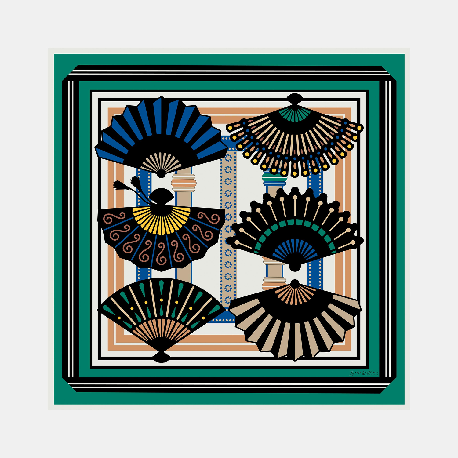 Sensu Desen İpek Twill Eşarp